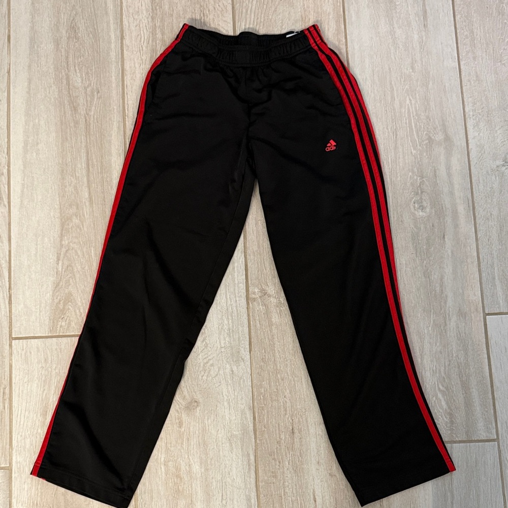 Adidas Black Men’s Track Pants with Red Stripes